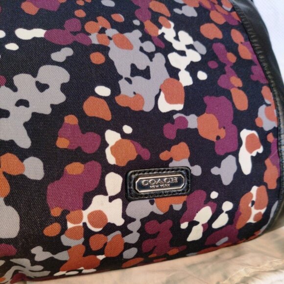 Coach Leather & Canvas Park Splatter Print Hobo Bag in Black Multicolor, EUC - Picture 12 of 15